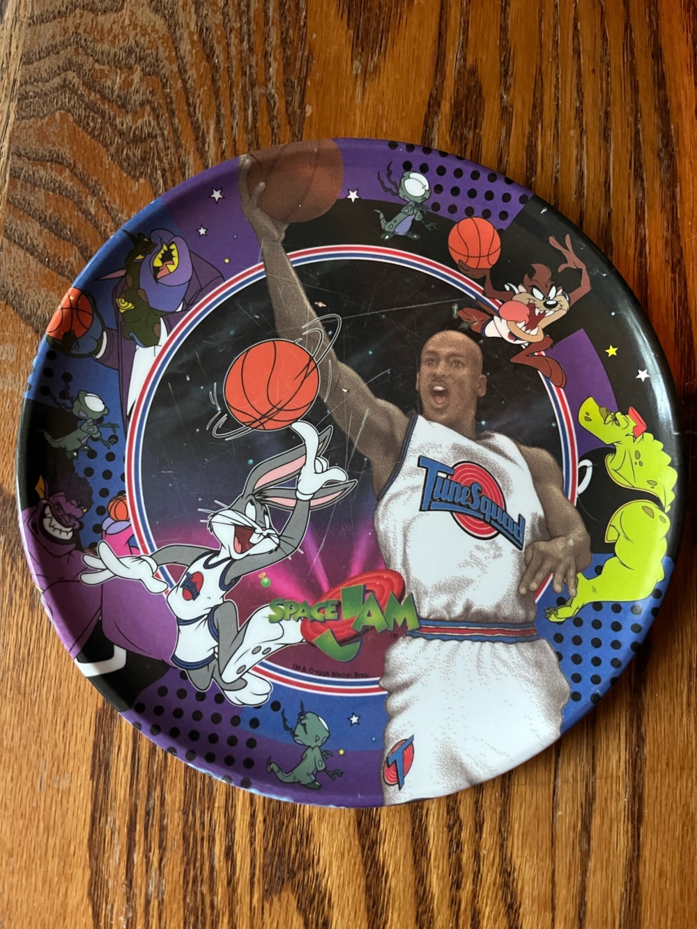 Vintage 90s Space Jam Movie Kids Cartoon Dinner Plate Michael Jordan Bugs Bunny